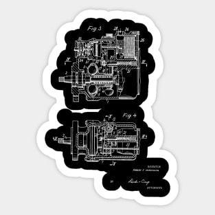 Control Mechanism for Adjusting the Fuel Engine Vintage Patent Hand Drawing Sticker